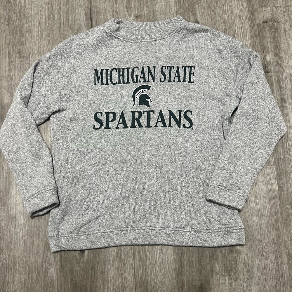 Michigan State Spartans Gray Sweater w/ green lettering, women’s size‎ S